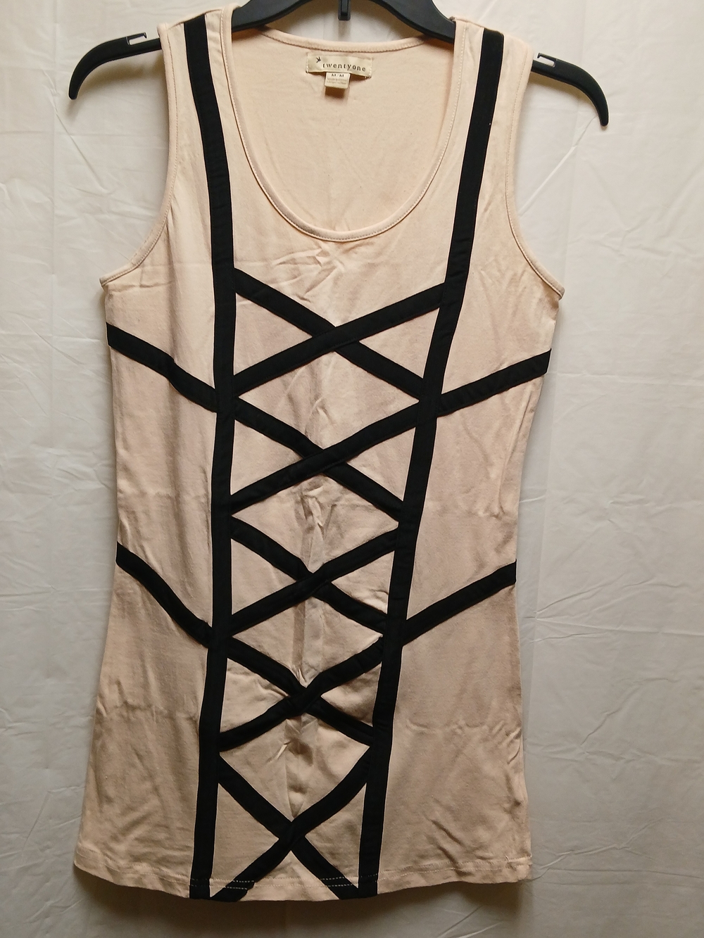 Twentyone Blush Pink Mini Dress with Black Geometric Trim